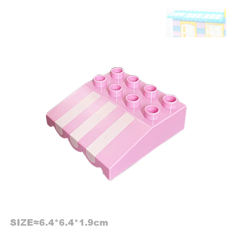 Big Building Block Accessories Compatible Duplos Houses Villas Construction Gear Rotate Connection Children Assembly Parts Toys