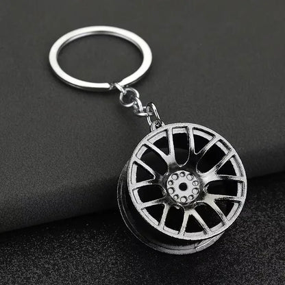 Stainless Steel Car Keychain – Brake Disc Turbo Gear Keyring for Men