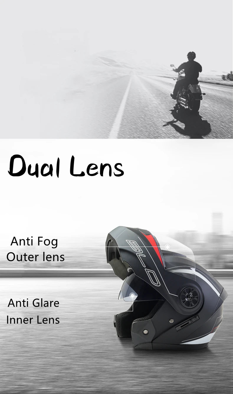 Flip Up Motorcycle Helmet DOT Dual Visor Modular Full Face