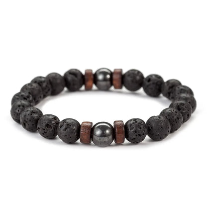 Lava Stone Bracelet – Handmade Volcanic & Wooden Bead Bracelet