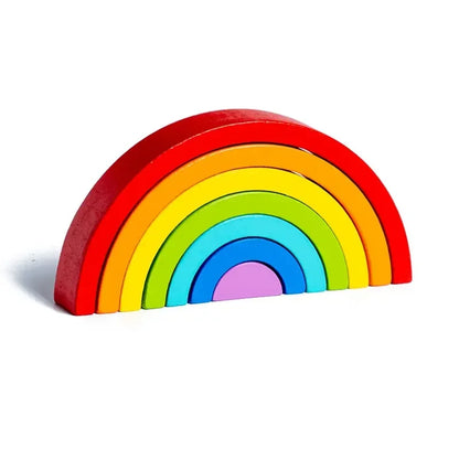 Wooden Rainbow Stacking Blocks Montessori Arch Bridge Toy