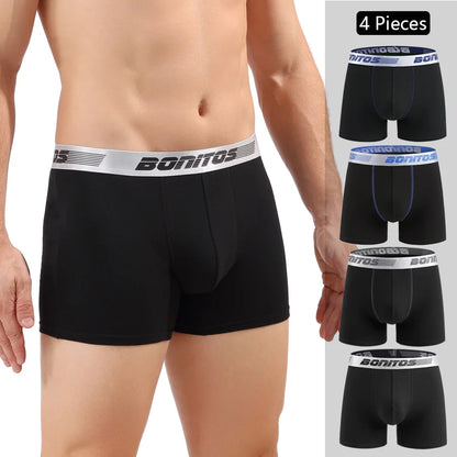 Men's Cotton Boxer Shorts 4PCS Soft Stretch Underwear Set