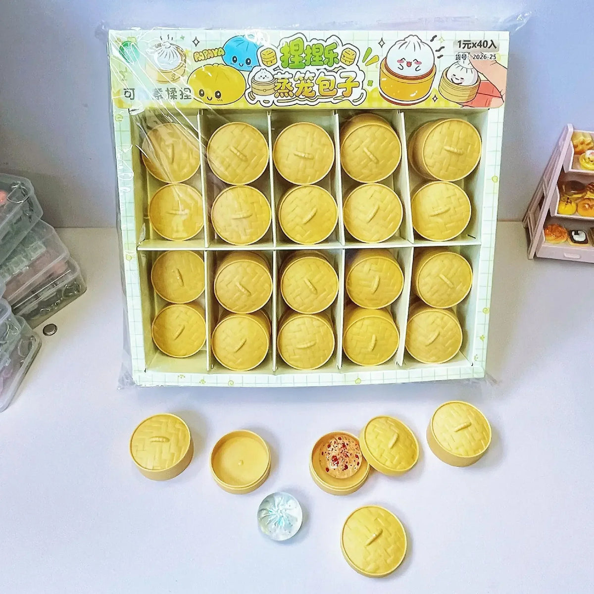 Dumpling Squishy Set – Mini Steamed Bun Stress Relief Fidget Toys