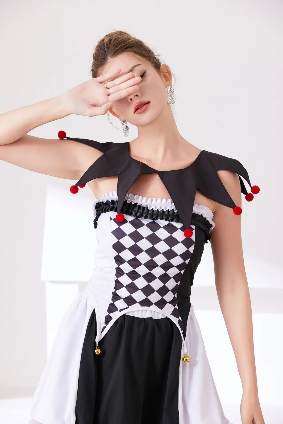 New Halloween Clown Collar Black and White Plaid Fake Collar European and American Men and Women Clown Costume Accessories