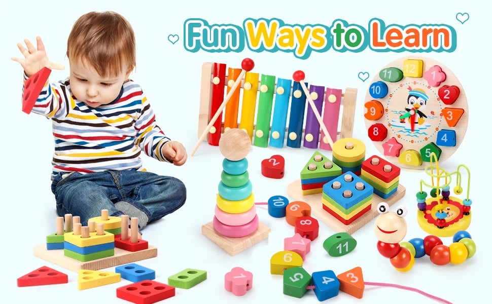 Wooden Baby Puzzles 3D Early Learning Educational Toy