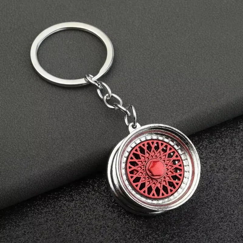 Stainless Steel Car Keychain – Brake Disc Turbo Gear Keyring for Men