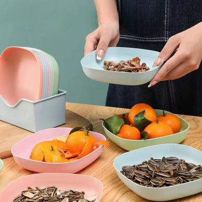 10-Piece Reusable Fruit & Dessert Plates with Built-In Snack Base