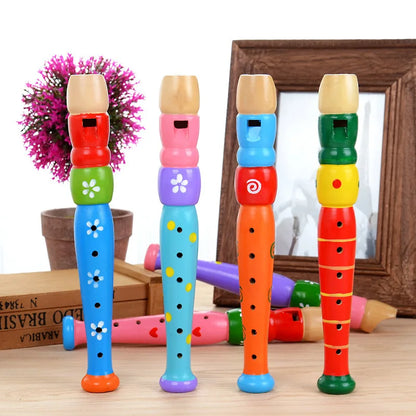 Wooden Flute for Kids, Colorful Beginner Instrument