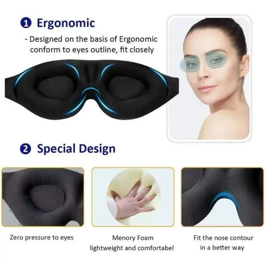 3D Sleep Mask – Adjustable Light Blocking Eye Mask