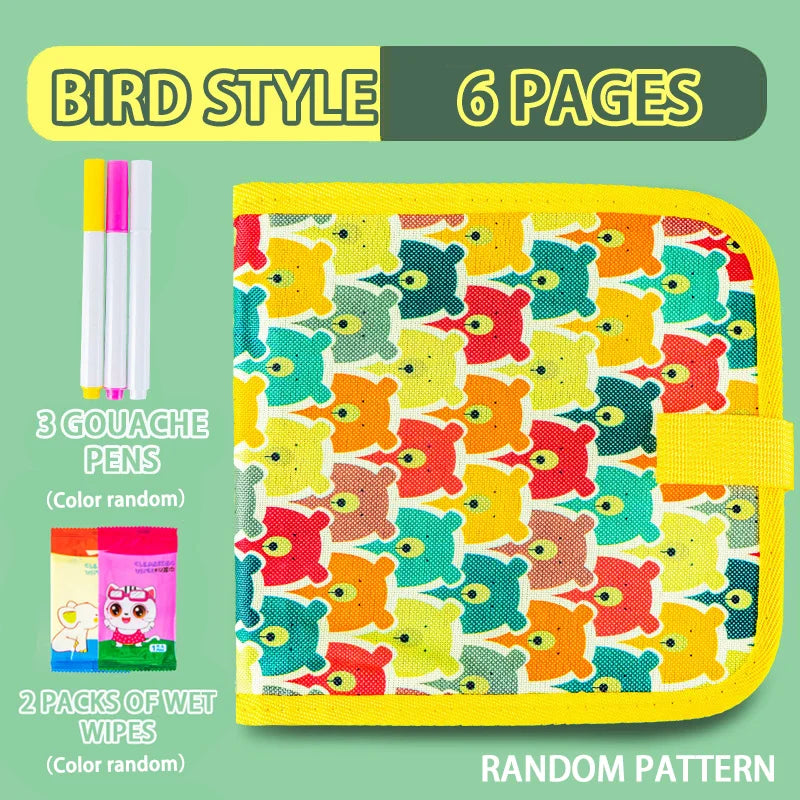 Reusable Doodle Book for Kids with 12 Watercolor Pens