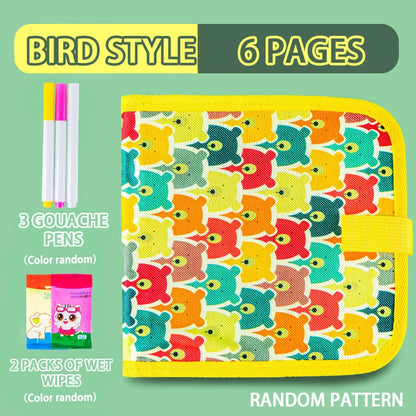 Reusable Doodle Book for Kids with 12 Watercolor Pens