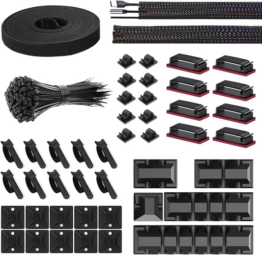 146 Pcs Cable Organizer Set – Adhesive Clips, Ties & Wire Management Kit