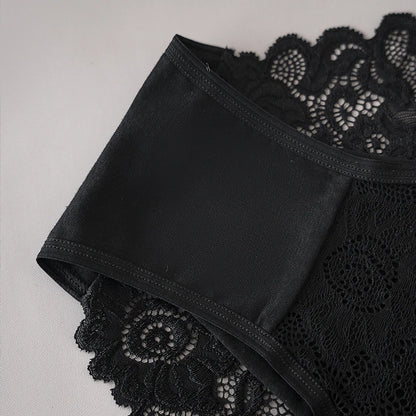 Lace Cotton Panties 3PCS Floral Embroidered Women's Briefs