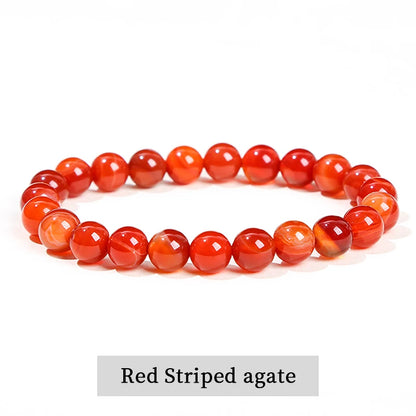 Natural Stone Bead Bracelet – Crystal Gemstone Stretch Bracelet