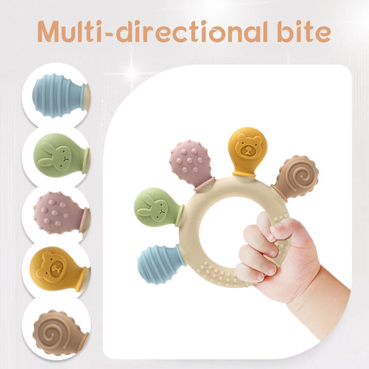 Silicone Baby Ring Teether Sensory Chew Toy for Infants
