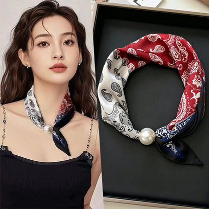 Luxury Pearl Magnetic Scarf for Women – Elegant Summer Neck Wrap