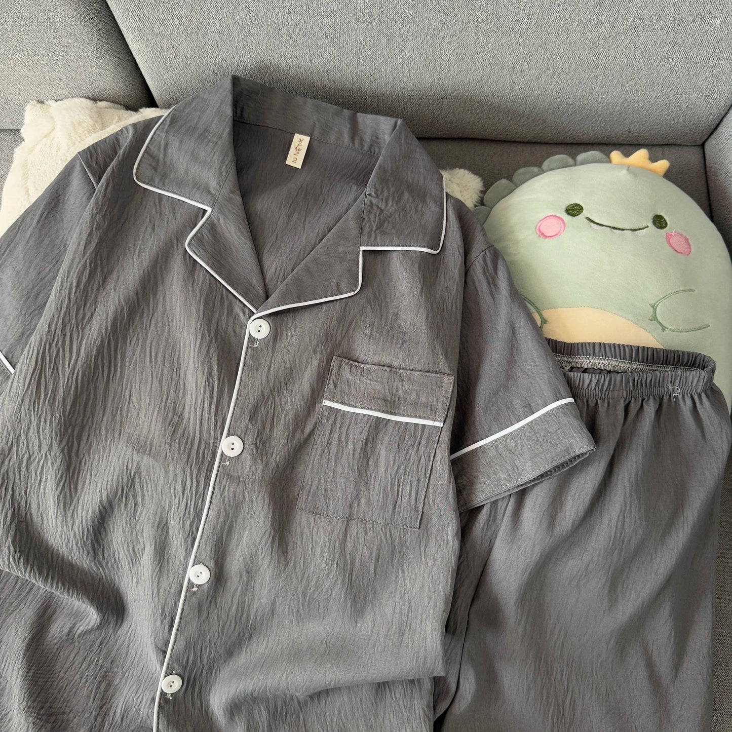 Men's Slim Fit Pajama Set Short Sleeve Summer Loungewear