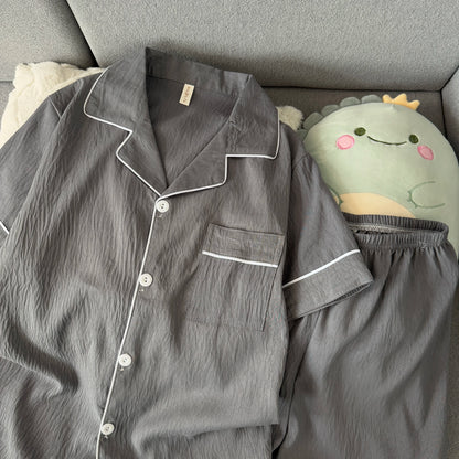 Men's Slim Fit Pajama Set Short Sleeve Summer Loungewear
