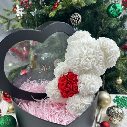Rose Bear Gift 25cm Artificial Teddy Rose Bear with Box