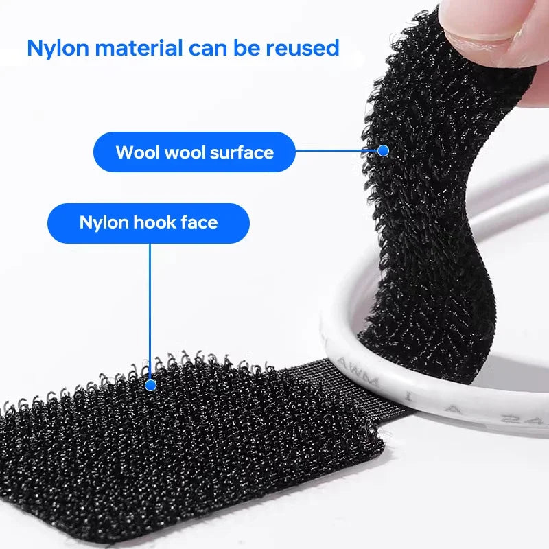 Reusable Velcro Cable Ties – Adjustable Self-Adhesive Cord Organizer
