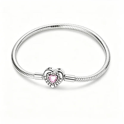 925 Sterling Silver Heart Bracelet with Zircon Accent