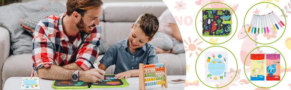 Reusable Doodle Book for Kids with 12 Watercolor Pens
