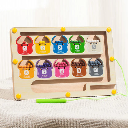 Wooden Magnetic Color Number Maze with Drawing Board