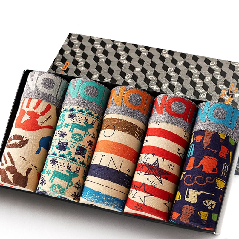 Men's Cotton Boxer Shorts 4PCS Breathable Printed Underwear