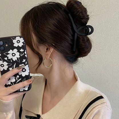 Black Geometric Hair Claw Clip for Women Long Hair