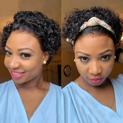 Curly Pixie Cut Human Hair Wig 13x1 HD Lace Front