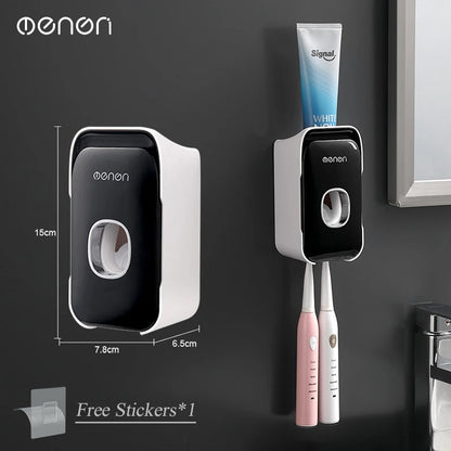 Wall-Mounted Toothpaste Dispenser – Punch-Free Toothbrush Holder