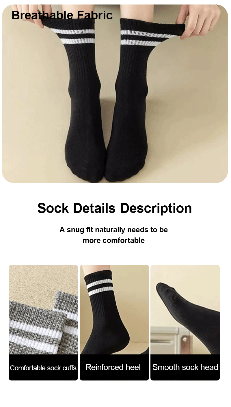 Crew Socks Breathable Mid Tube Sports Socks 3-6 Pairs