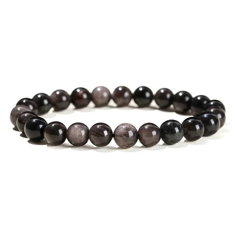 Natural Stone Bead Bracelet – Crystal Gemstone Stretch Bracelet