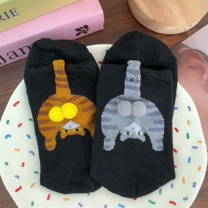 Funny Cat Socks 4 Pairs Cartoon Mid Tube Casual Socks