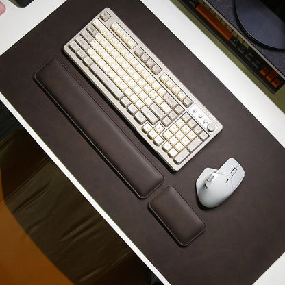 Large PU Desk Mat with Wrist Rest – Waterproof Non-Slip Mouse Pad