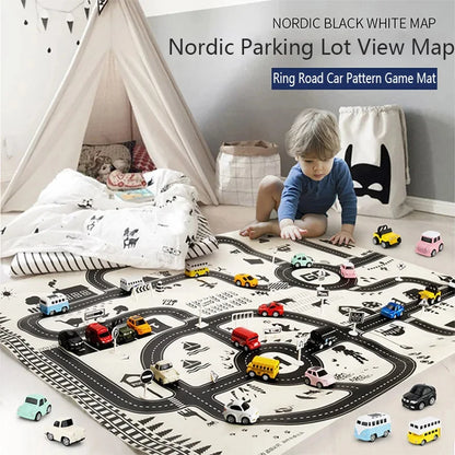 City Parking Lot Play Mat for Kids – Road Map Car Track & Educational Toy