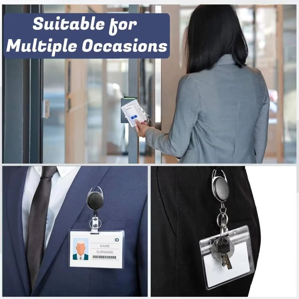 Retractable ID Card Holder Transparent Badge Holder Case