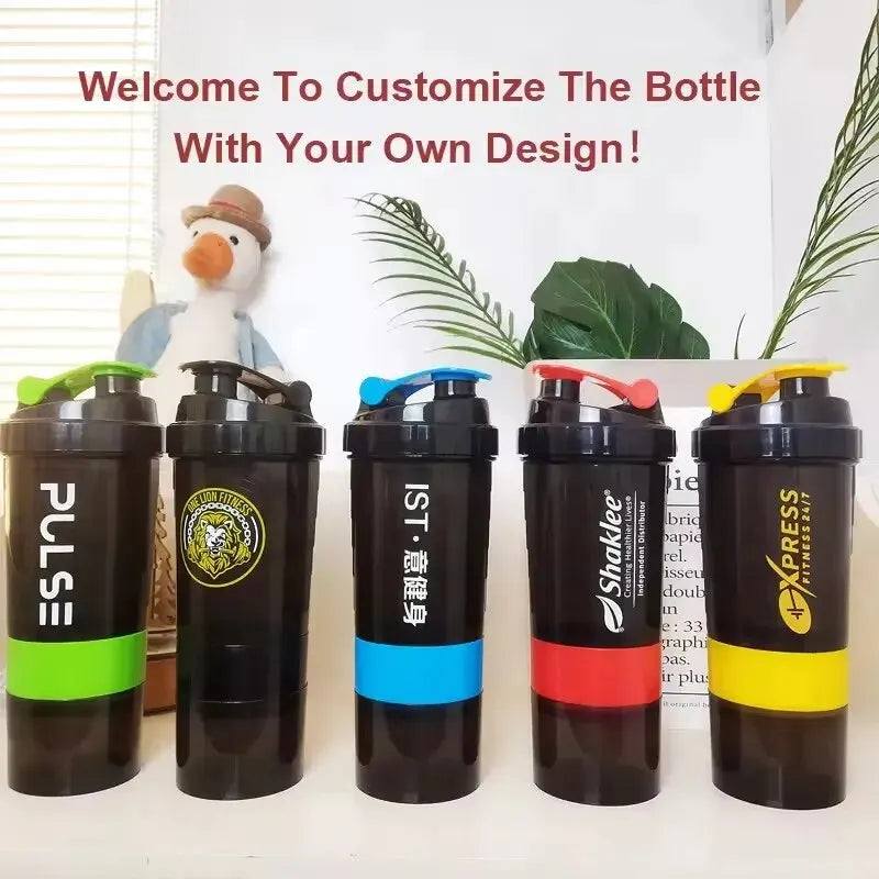 Protein Shaker Bottle – 3 Layer Fitness Mixing Cup