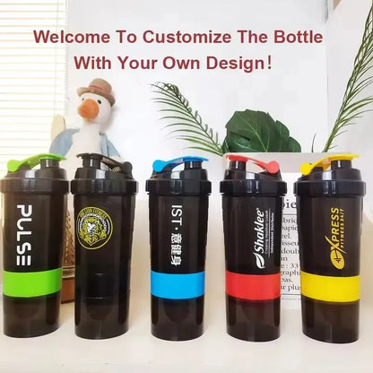 Protein Shaker Bottle – 3 Layer Fitness Mixing Cup