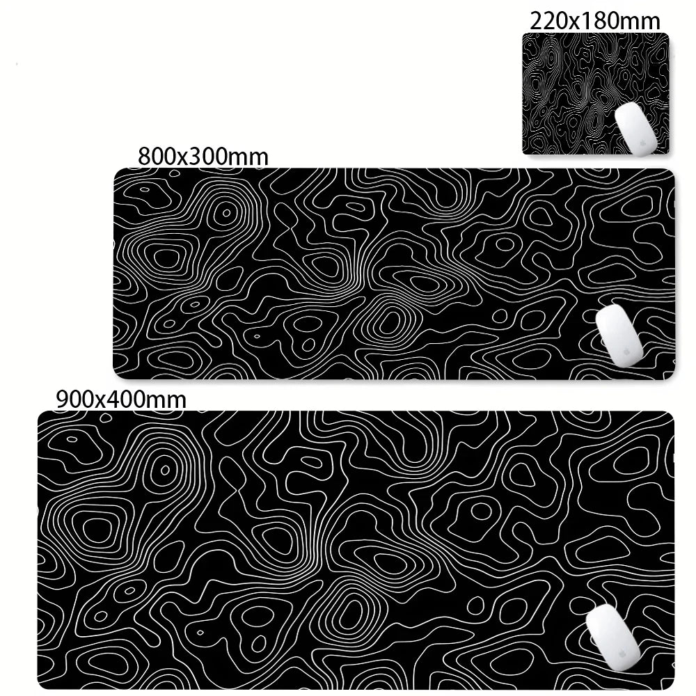 XXL Black & White Desk Mat – Abstract Liquid Gaming Mouse Pad