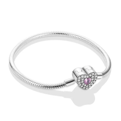 925 Sterling Silver Heart Bracelet with Zircon Accent