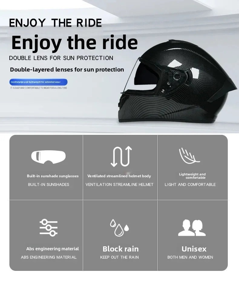 Full Face Motorcycle Helmet DOT Dual Visor Racing Helmet