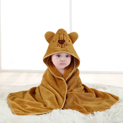 Baby Hooded Bath Towel Coral Fleece Toddler Bathrobe