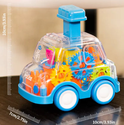 Transparent Gear Car Toy Inertia Push and Go Car for Kids