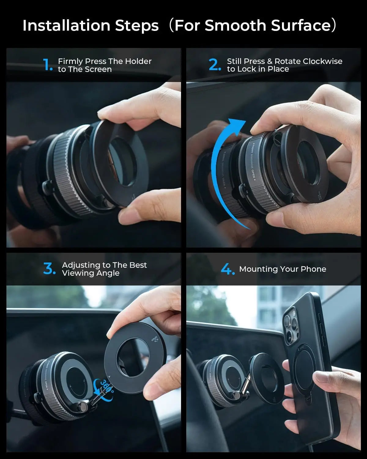Magnetic Car Phone Holder 360° Foldable Vacuum Mount