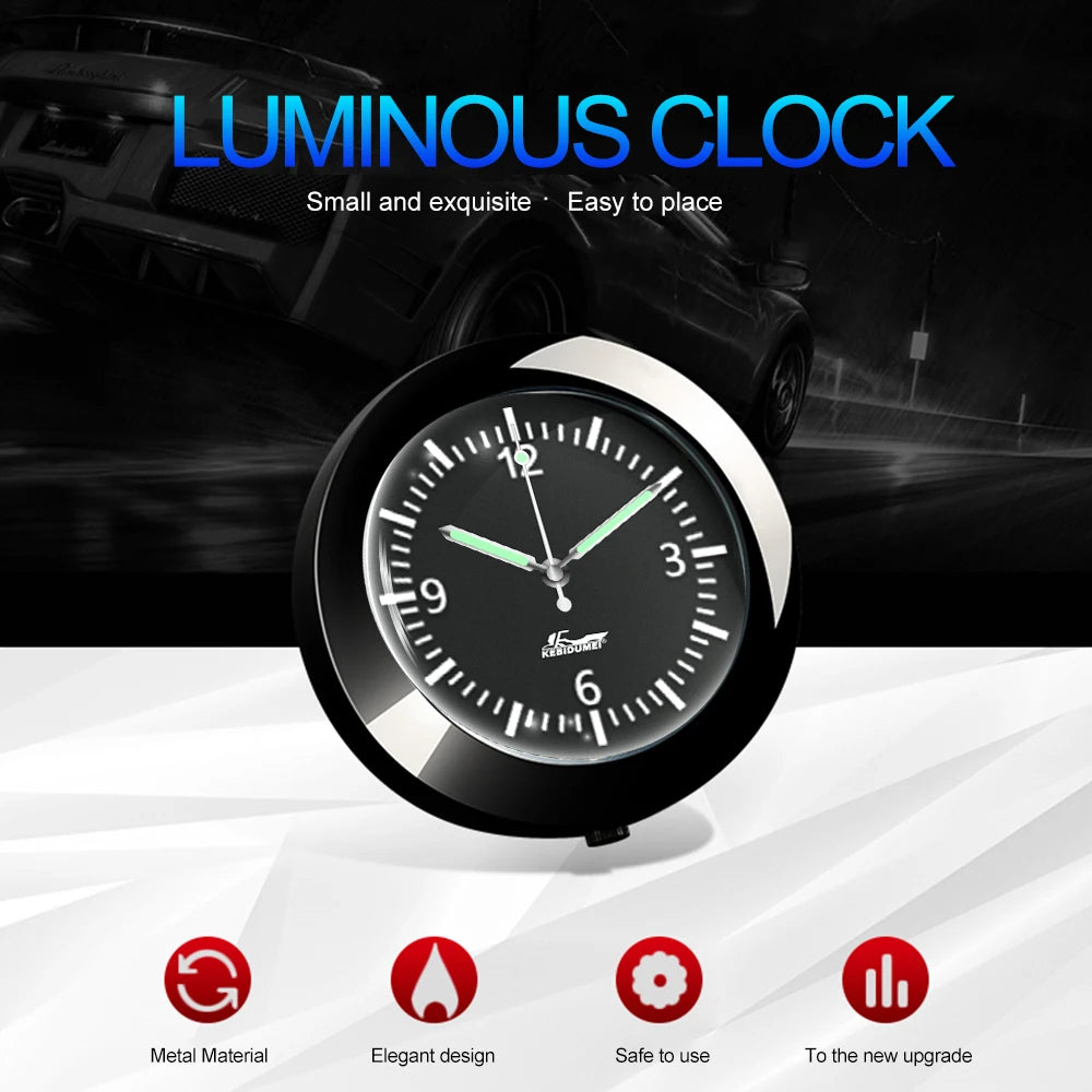 Mini Car Clock – Luminous Quartz Dashboard & Air Vent Clock