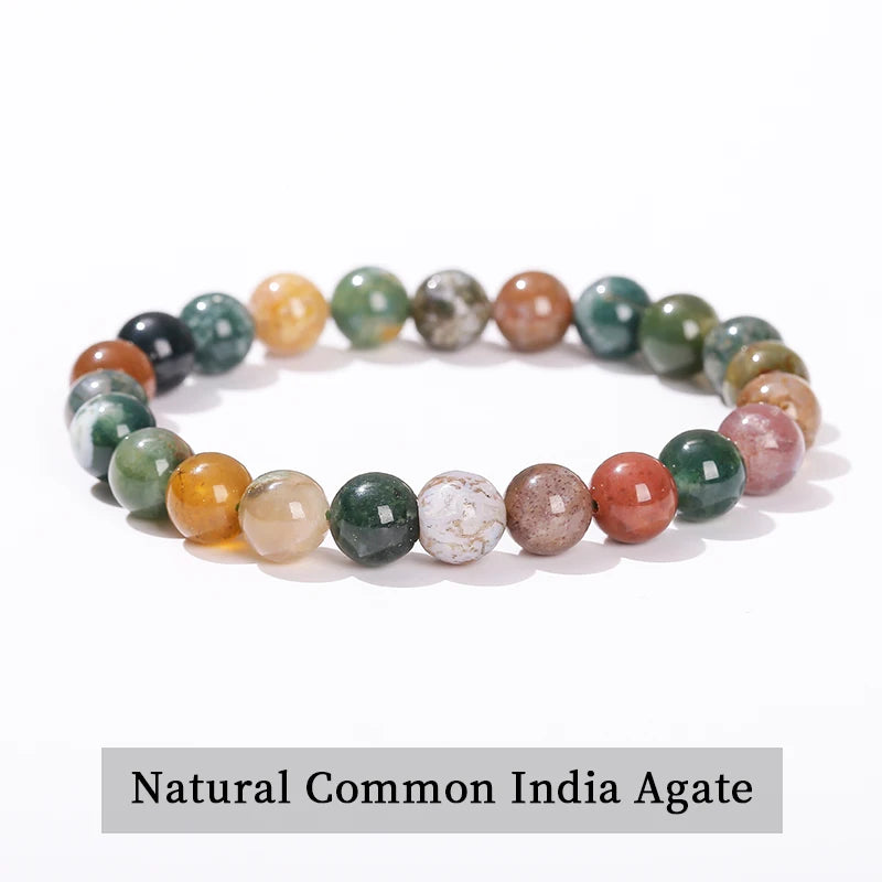 Natural Stone Bead Bracelet – Crystal Gemstone Stretch Bracelet