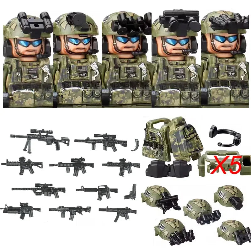 Military Soldier Building Blocks Mini Figure Set with Accessories