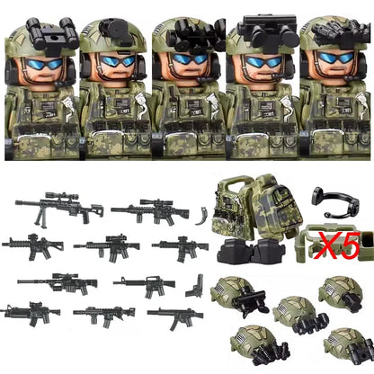 Military Soldier Building Blocks Mini Figure Set with Accessories