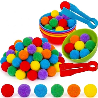 Kids Rainbow Sorting & Counting Toy Set – Color Classification Game with Tweezers